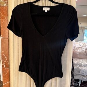 Superdown Classic Black V-Neck Bodysuit